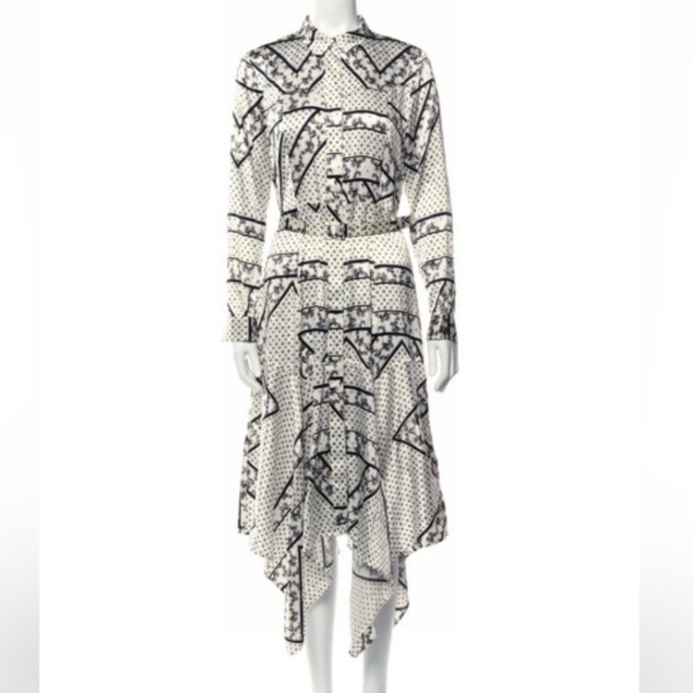 Ganni silk dress handkerchief hem 42